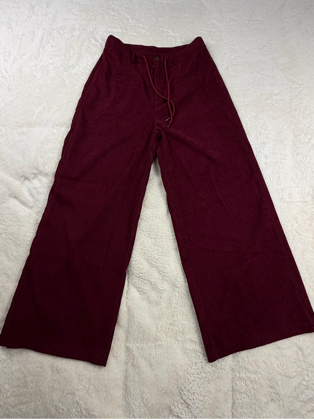 SHEIN Wide Leg Corduroy Pants in Burgundy L